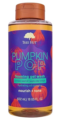 Tree Hut Pumpkin Pop Foaming Gel Wash | Cleanse Skin without Stripping Moisture | Hydrating Oil Complex | Limited Edition Fall | 18 fl oz. - Pumpkin Pop - 18 Fl Oz (Pack of 1)