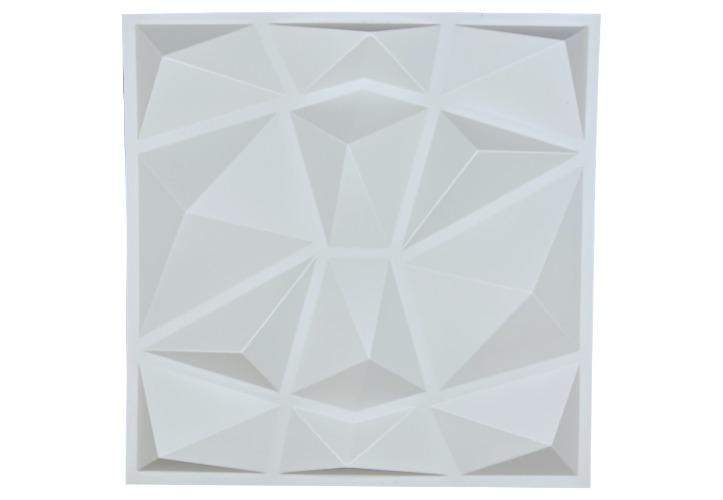12 Pack - PVC Geometric 3D Wall Panel For Sound Diffusion - Modern 3D Design For Walls And Ceilings - 30x30 cm / White
