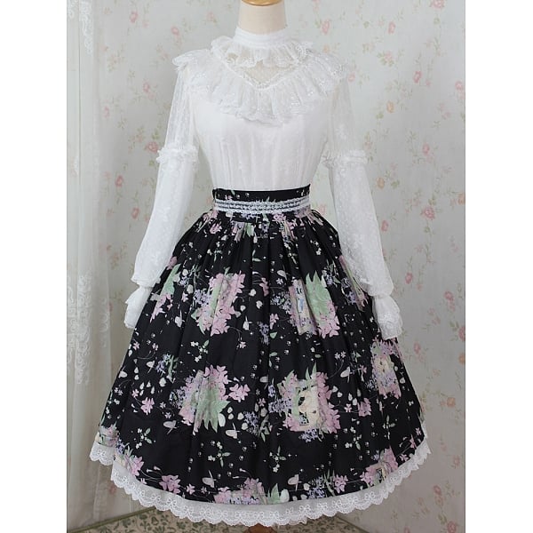 Mint Kitten Lace Hemline Classic Lolita Skirt