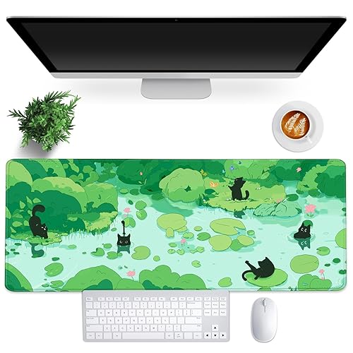 Gaming Mouse Pad - Black Green Cat