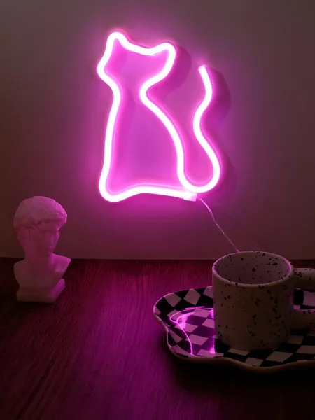 1pc PVC Neon Light, Creative Cat Design LED Neon Sign For Home