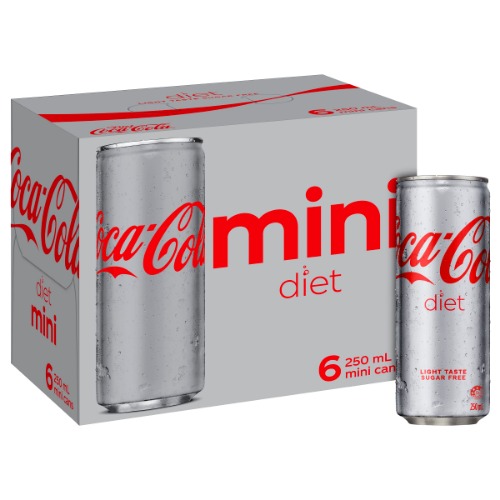 Diet Coca-Cola Soft Drink Mini Can Multipack 6 x 250 ml