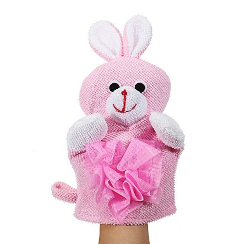 Soft Loofah Bath Buddies - Pink Bunny