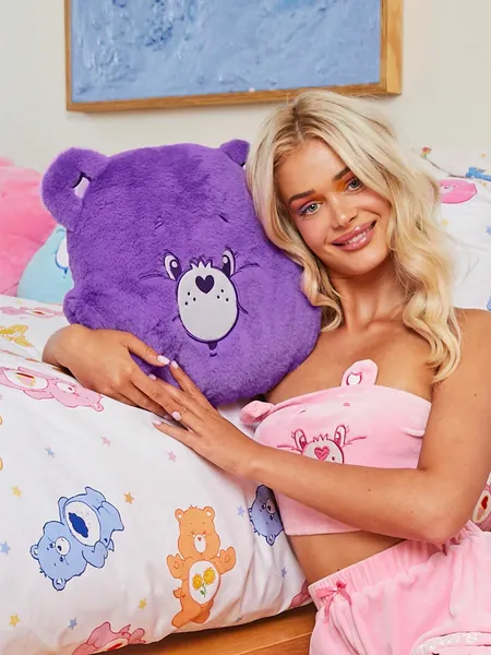 SHEIN X Care Bears Purple Love Heart Shaped Bear Plush Pillow