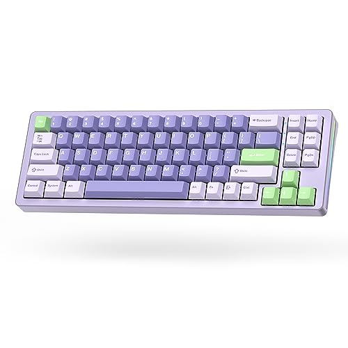 Womier S-K71 75% Gaming Keyboard, Aluminum Alloy Shell Wireless Mechanical Keyboard Bluetooth/2.4G/Wired Hot Swappable Pre-lubed Switches, Gasket Mounted RGB Creamy Keyboard for Mac/Win,Purple
