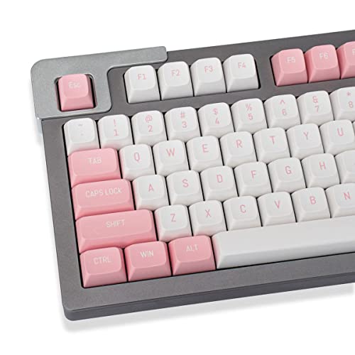 Pink and White Keycaps Set 150 Keys MSA Profile Double Shot ISO/ANSI Layout for Cherry MX Switches Mechanical Gaming Keyboard - Pink White MSA