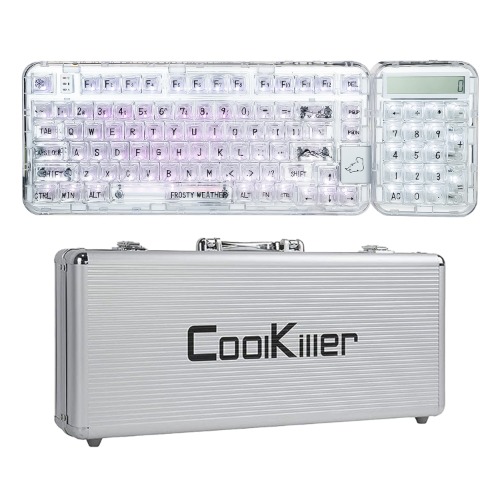 CoolKiller CK75 & CK21, Wireless Transparent Gasket RGB Custom Mechanical Keyboard & Calculator | Keyboard / Ice Blade Switch-Tactile