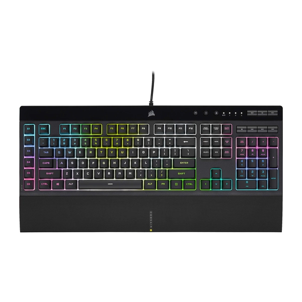 Corsair K55 RGB Gaming Keyboard – IP42 Dust and Water Resistance – 6 Programmable Macro Keys – Dedicated Media Keys - Detachable Palm Rest Included (CH-9206015-NA) , Black