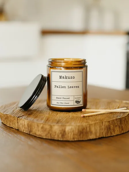 Fallen Leaves Wood Wick Candle | Crackling Candle | Strong scented Candle | Fall Candle