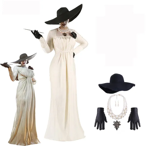Lady Dimitrescu Cosplay Costume Cosplay Halloween Party Women Dress Set