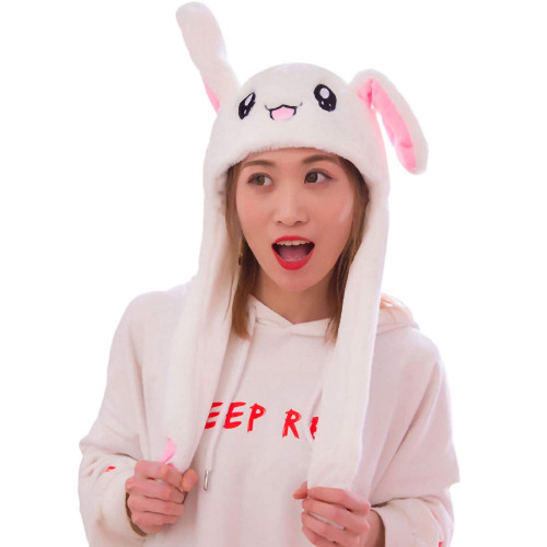 IronBuddy Rabbit Hat Ear Moving Jumping Hat Funny Bunny Plush Hat Cap for Women Girls, Cosplay Christmas Party Holiday Hat