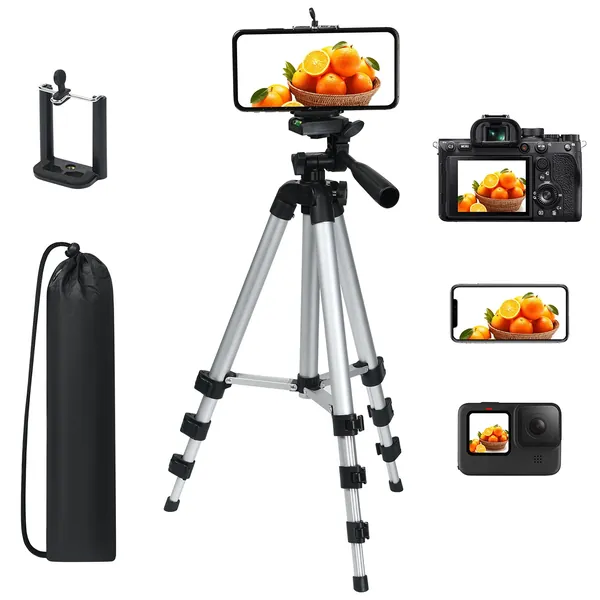 Vicloon Treppiede da Viaggio per Fotocamera,Tripod di Alluminio Leggero da 42 Pollici,Treppiedi da Viaggio per Cellulare e Fotocamera+Supporto Universale Treppiedi per Smartphone