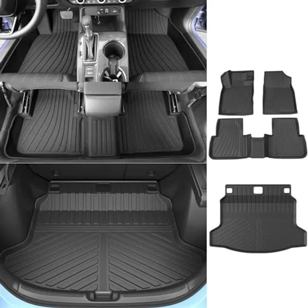 Floor Mat Compatible with 2022-2024 Honda Civic Hatchback Trunk Mat TPE Floor Liner Cargo Mat Replacement for 2022 2023 2024 Honda Civic Accessories (Fit Hatchback, Rear Trunk Mat+Floor Mat)