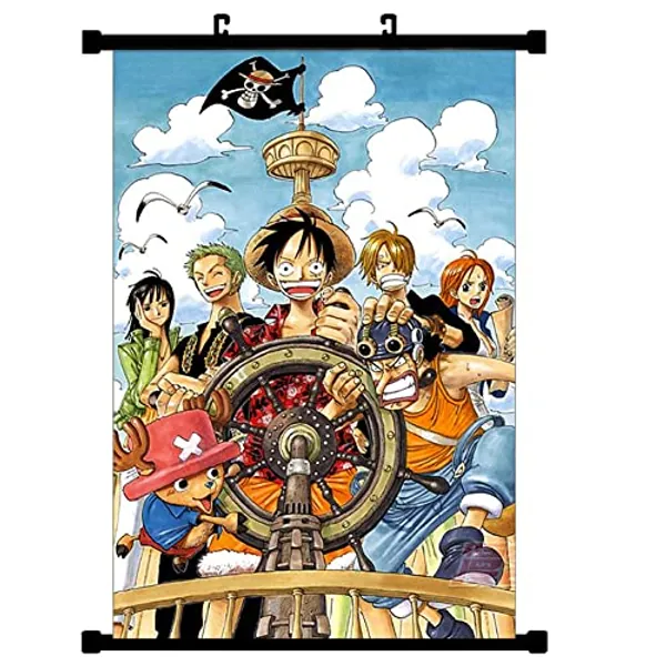 Hilloly One Piece Scroll Poster, 40x60cm Anime One Piece Poster Art Poster Picture for Home Living Room Bedroom One Piece Decorative Posters Gift Wall Painting Poster