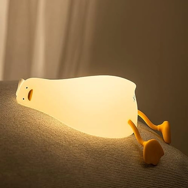 URAQT Lying Flat Duck Kids Night Light, Portable LED Baby Night Light Kids Night Lamp, USB Chargeable Battery Silicone Baby Sleep Lights for Children Kids Baby Boy Gifts Cute Room Decor Bedroom Decor - A-duck Lamp