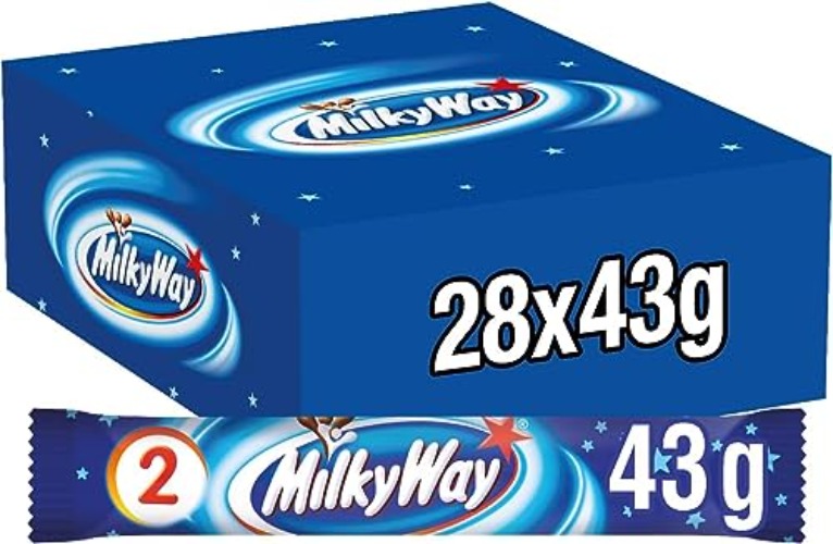 Milky Way Milk Chocolate & Nougat Bars Bulk Box, 28 Bars of 43g