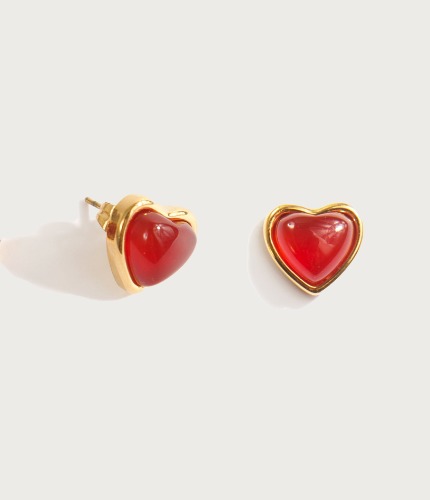 Carnelian Stone Heart Earrings | Default Title