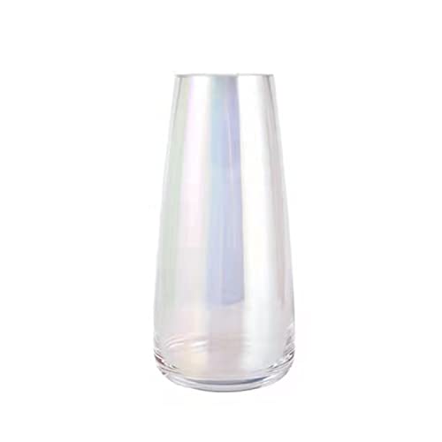DRERIO Vase for Flower Colorful Glass Vase Irised Glass Vase ins Modern Glass Tall Vase decor modern for home office Living-room Bedroom Centerpieces,22×10cm - Iridescent