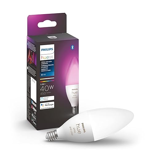 Philips Hue Smart 40W B39 Candle-Shaped LED Bulb