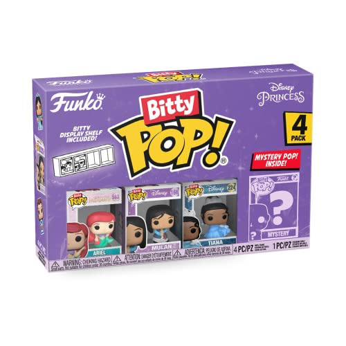 Funko Bitty Pop! Disney Princess Mini Collectible Toys 4-Pack - Ariel, Mulan, Tiana & Mystery Chase Figure (Styles May Vary)