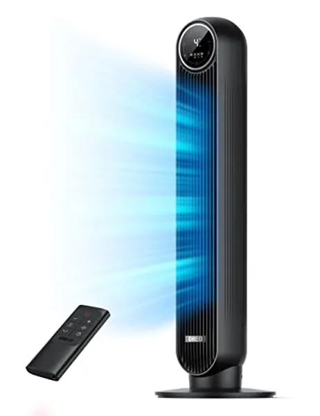 Dreo Tower Fan for Bedroom, 25ft/s Velocity Quiet Floor Fan, 90° Oscillating Fans for Indoors with 4 Speeds, 4 Modes, 8H Timer, Standing Fans, Bladeless Fan, Black, Nomad One (DR-HTF007)