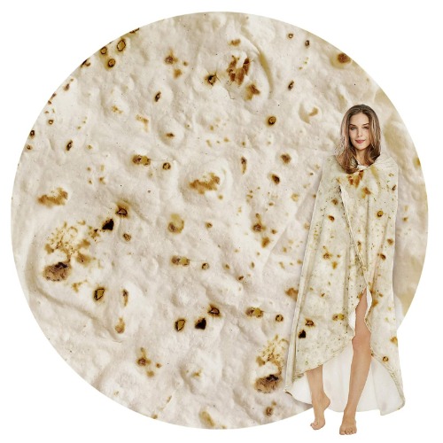 SeaRoomy Burritos Tortilla Blanket, Tortilla Wrap Blanket, Novelty Funny Gifts Tortilla Round Blanket Giant Tortilla Round Soft Blanket for Kids (Light Yellow, 47 inches) - Light Yellow 47 inches