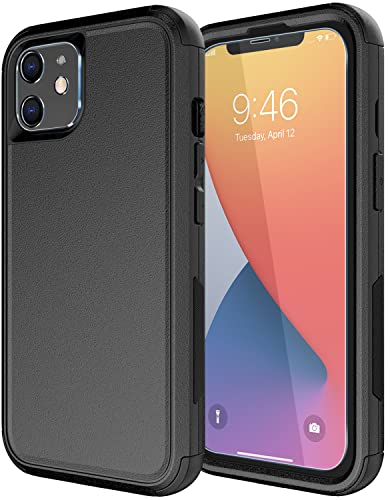 Diverbox for iPhone 11 Case [Shockproof] [Dropproof] [Tempered Glass Screen Protector],Heavy Duty Protection Phone Case Cover for Apple iPhone 11 (Black-3in1) - Black-3in1