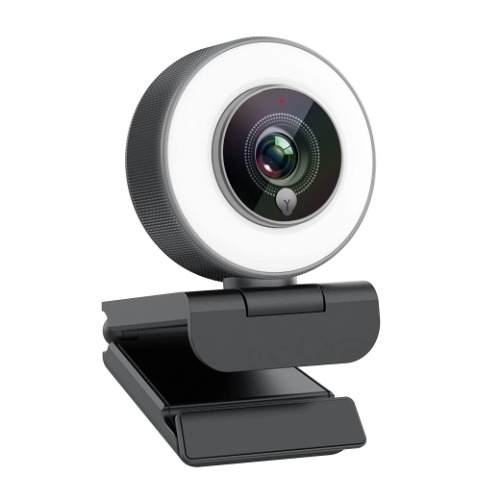 Angetube 1080P HD Webcam with Adjustable Ring Light and Mic