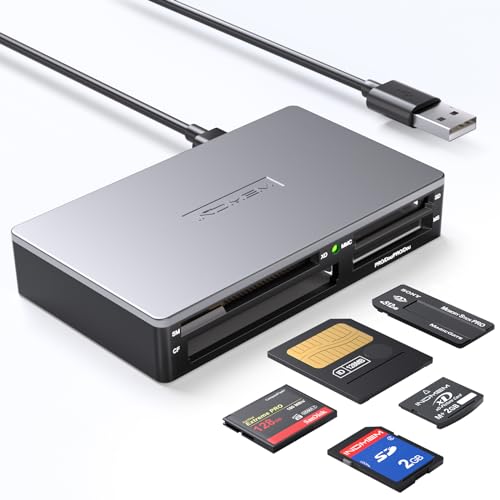 SmartMedia Card Reader Writer All-in-1 USB Universal Multi Card Adapter Slim Hub Read Smart Media, xD, SD, SDHC, SDXC, UHS-I, MMC, MS Pro Duo, CF, MD, Camera Flash Memory Cards For Windows, Mac, Linux - Silver-17-in-1-S3