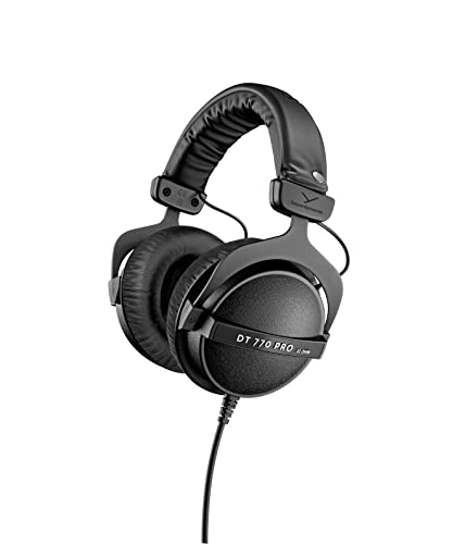 beyerdynamic DT 770 PRO 32 Ohm Over-Ear Headphones in Black. Enclosed Design, Wired for Professional Sound in The Studio and on Mobile Devices Such as Tablets and Smartphones - 32 OHM - Black