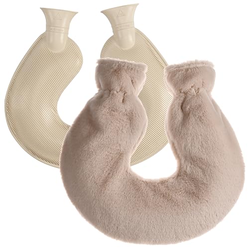 Hugs Living 1.5L U Shaped Hot Water Bottle with Soft Plush Cover, for Neck and Shoulder Muscles Sore, Hot and Cold Therapy, Pain Relief (Pink U Shaped) - Pink U Shaped