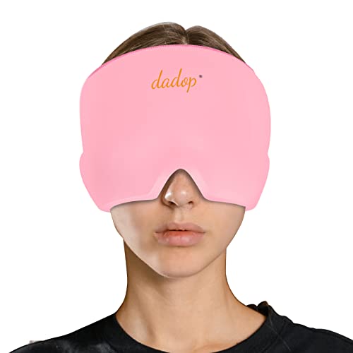 Dadop Migraine Relief Cap Headache Hat, Gel Ice & Cold Therapy Migraine Cap Cooling, Comfortable & Stretchable Ice Pack Eye Mask for Puffy Eyes, Tension, Sinus & Stress Relief (Pink) - pink