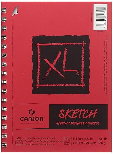 Canson XL Series Sketchbook, Foldover Pad, 9x12 inches, 125 Sheets (50lb/74g) - Artist Paper for Adults and Students - Graphite, Charcoal, Pencil, Colored Pencil - 9x12 - Sketch