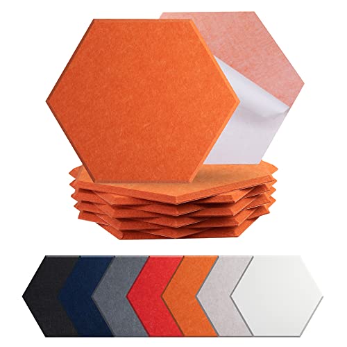 Mollywell Hexagonal Acoustic Panel Self Adhesive Wall Decaretion - Sound Absorbing Panel Sound Proof Foam Panels - Eco-friendly Polyester Soundproof Wall Panels(8 Pack,Orange)… - 8 Pack Hexagon - Orange