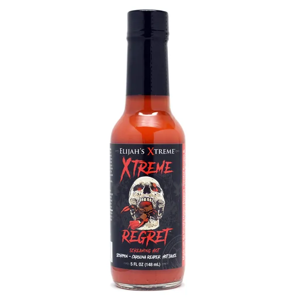Elijah's Xtreme Regret Hot Sauce - Carolina Reaper and Trinidad Scorpion - The 2 Hottest Peppers in the World for an Extreme Fiery Heat - 