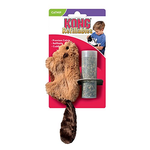 KONG - Refillables Beaver Catnip Toy - North American Premium Catnip, Cuddly Fabrics - Beaver