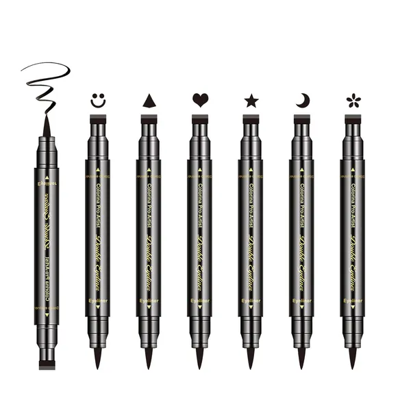 Ownest 6 Pcs Liquid Eyeliner Set,Double-Side Eyeliner Stamp Pen Eyeliner Tattoo Tool Waterproof Smudge-proof Eyeliner Stamp Makeup-Smiley, Triangle,Heart,Star,Moon,Flower - 