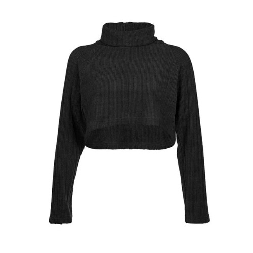 'Chaos' Black Cropped High Roll Neck Sweater (also available in grey) - L / black