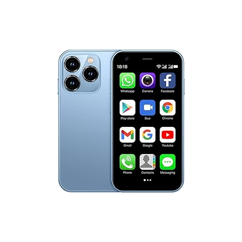 XS15 3G Mini Smartphone 3.0 Inch WiFi GPS Quad Core Android 8.1 Cell Phones Slim Body HD Camera Dual Sim Compatible with Google Play Cute Palm Smartphone 2GB RAM 16GB ROM China Mobile (Blue) - XS15-Blue