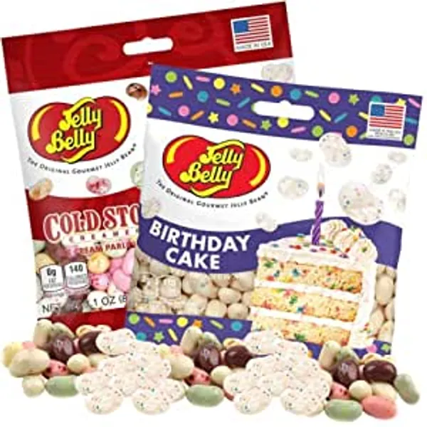 Jelly Bean Ice Cream Parlour and Birthday Cake Mix Flavored Beans, Celebration Kit Gourmet Chewy Candy for Boys or Girls, Shareable Bagged Candies, Pack of 2, 3.5 Ounces