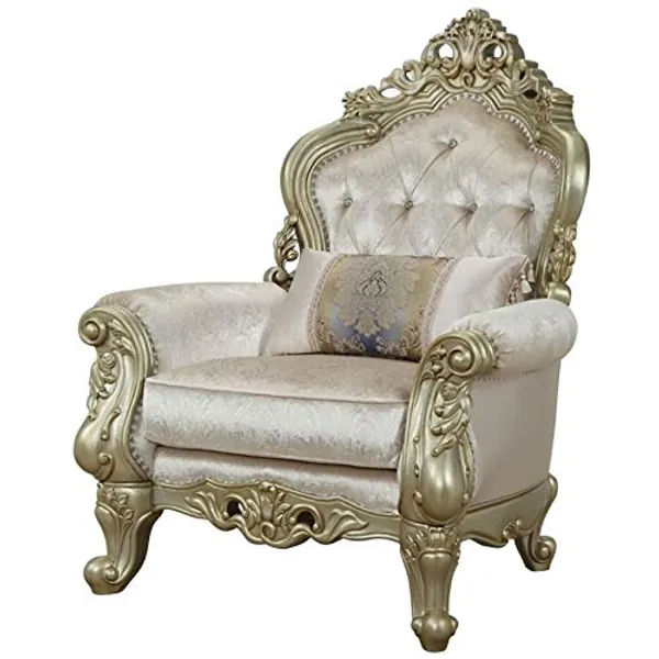 ACME Gorsedd Chair w/1 Pillow - - Fabric & Antique White