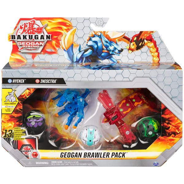 Bakugan Geogan Brawler 5-Pack, Exclusive Hyenix and Insectra Geogan and 3 Collectible Action Figures
