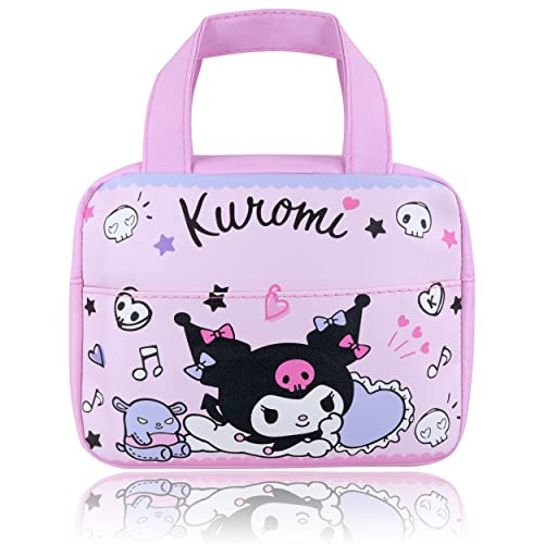 Roffatide Anime Kuromi Borsa per il pranzo per la scuola lavoro riutilizzabile isolato Lunch Box viaggio Picnic contenitore Lunch Box per ragazze ragazzi - Viola