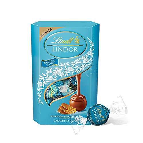 Lindt Lindor Praline di Cioccolato al Latte con Ripieno al Caramello Salato, 200g