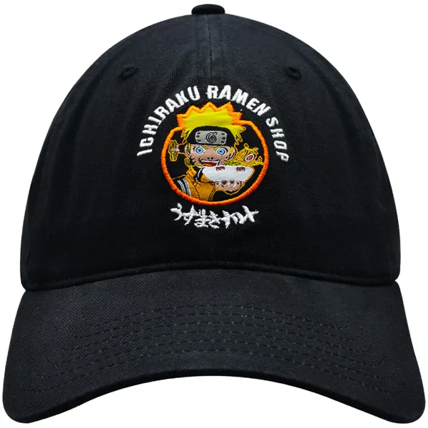 Concept One Naruto Dad Hat, Ichiraku Ramen Adult Baseball Cap with Flat Brim, Black, One Size - 