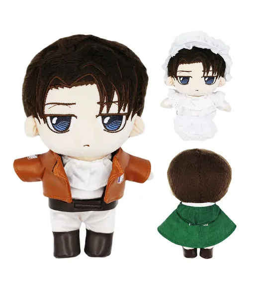 9"/23cm Attack on Titan Plush Uoozii LEVI Plush Cute Anime Plushie with Changeable Doll Clothes - 