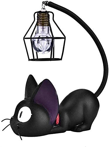 Resin Cat Lamp, Kiki's Cats Lamp, Kikis Delivery Night Light -AM Plug (Classic) - Black 1 - Button Battery