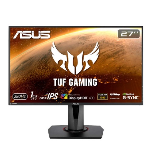 ASUS TUF Gaming VG279QM 27” HDR Monitor, 1080P Full HD (1920 x 1080), Fast IPS, 280Hz, G-SYNC Compatible, Extreme Low Motion Blur Sync (ELMB SYNC), 1ms, DisplayHDR 400,, BLACK
