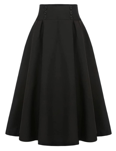 IDEALSANXUN Plaid Skirt for Womens High Waist Aline Pleated Midi Skirts - Black XX-Large