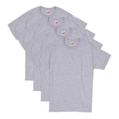 Hanes Essentials Men's T-Shirt Pack, Men's Short Sleeve Tees, Crewneck Cotton T-Shirts for Men, Value Pack - 4 Light Steel 4-pack Medium